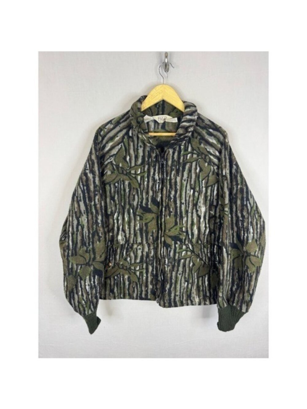 Walls Vintage Mens XL Fleece Jacket Real Tree Camo Full Zip Made in USA 37120LK